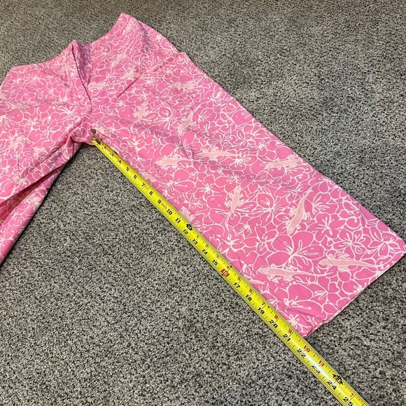 LILLY PULITZER Size 10 Hot Pink Hibiscus Flower Print Pants Cropped R $138 - Picture 6 of 9